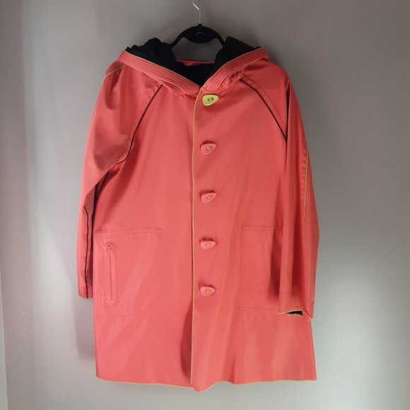 UBU Reversible Button Parisian Coat Black & Coral Size Small - Picture 8 of 15